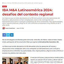 IBA M&A Latinoamrica 2024: desafos del contexto regional
